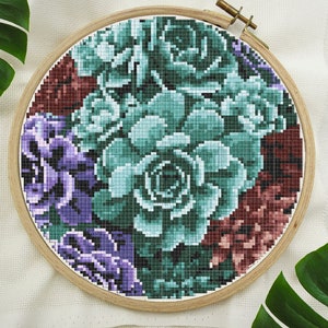 Succulent Succulents Cross Stitch Pattern | Floral Cactus Nature Cross Stitch PDF