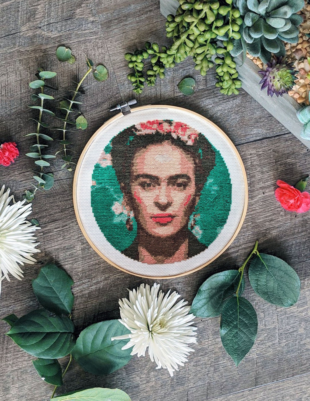 Frida Kahlo Circle Cross Stitch Pattern - Etsy