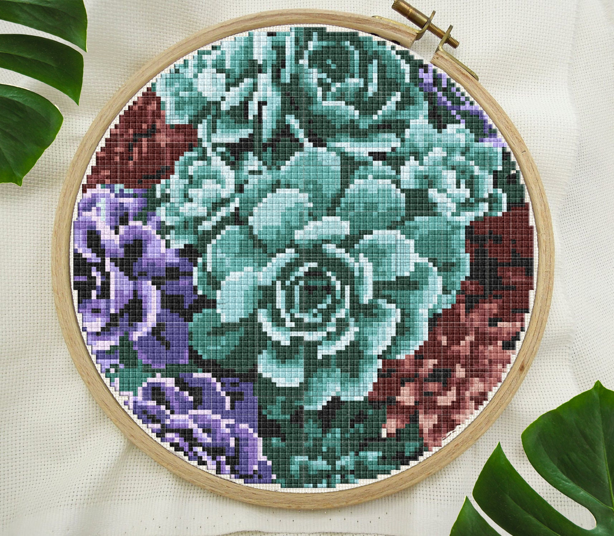 Succulent Succulents Cross Stitch Pattern Floral Cactus Etsy