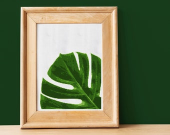 Monstera/Swiss Cheese Leaf Cross Stitch Pattern