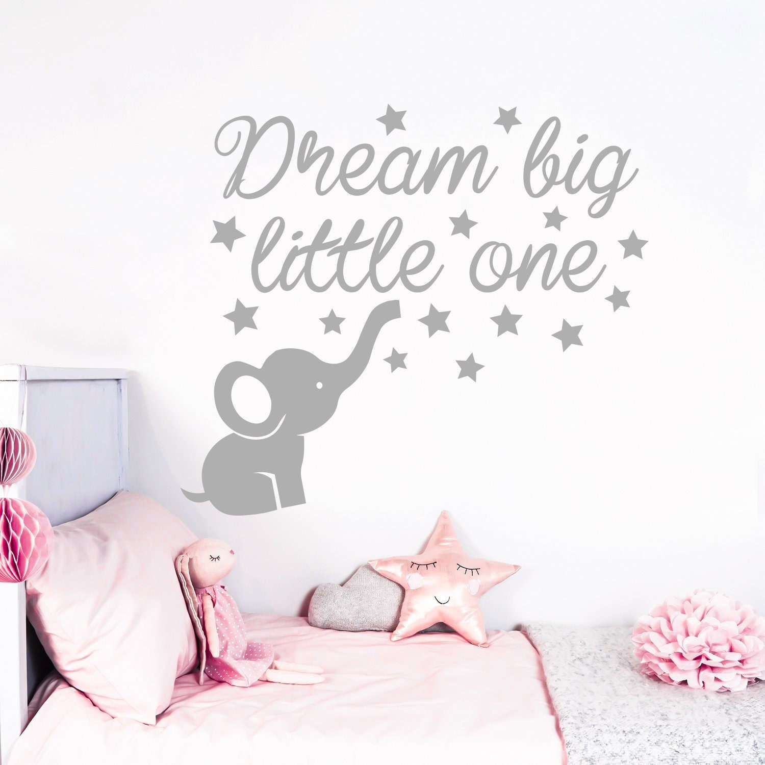 Elephant wall decal dream big little one decal baby room Etsy