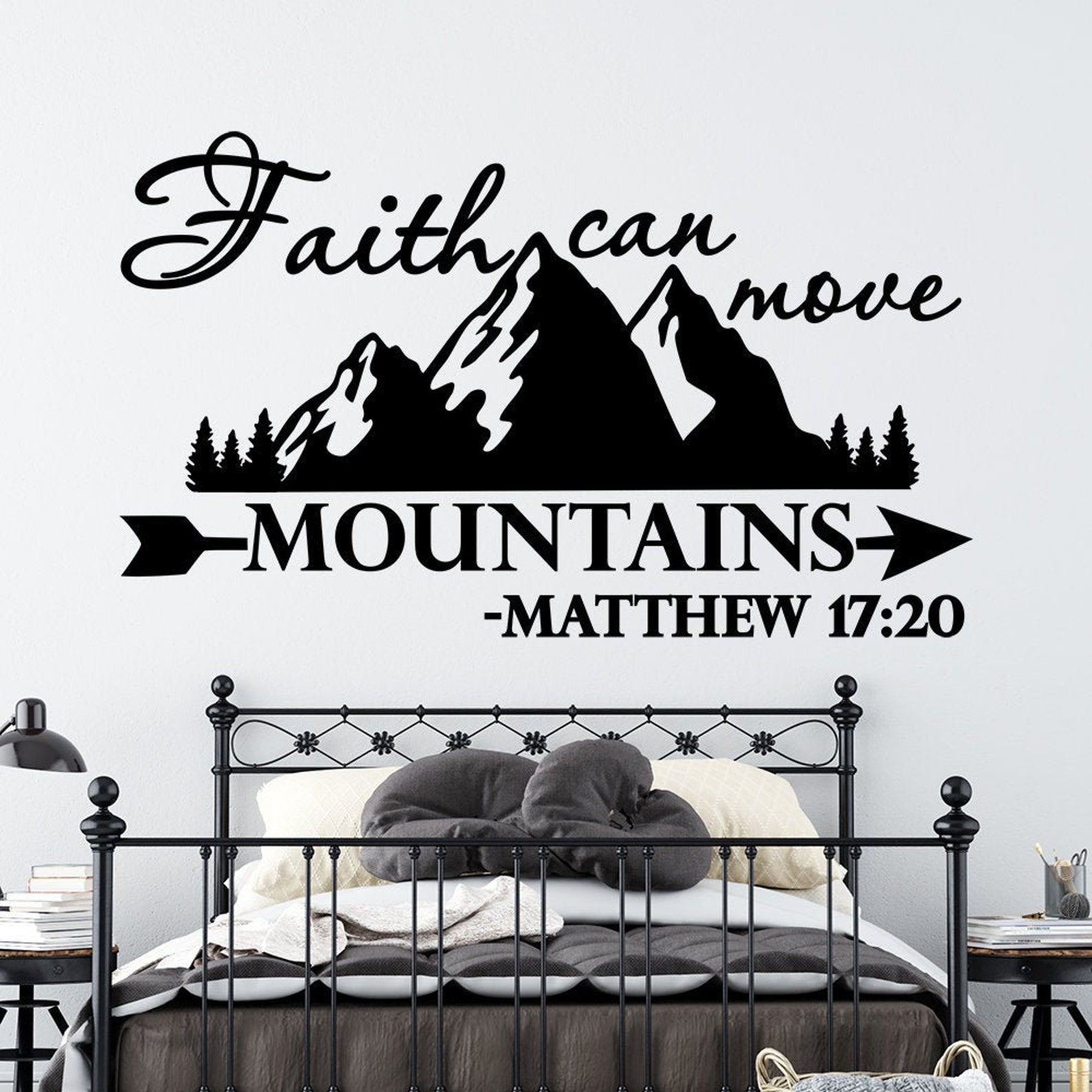 Quote wall decal faith can move mountains bedroom decor Etsy