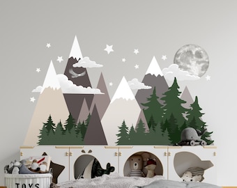 Mountain Wall Decal: Woodland Nursery Decor, Peel & Stick Vinyl