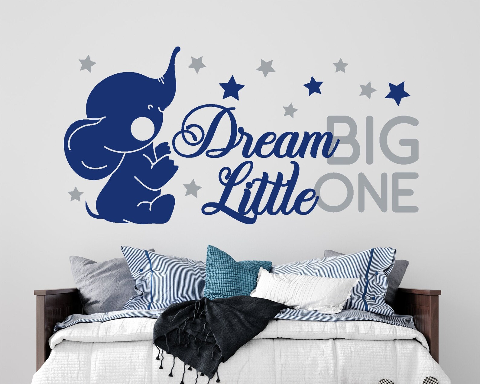 Elephant wall decal dream big little one decal baby room | Etsy