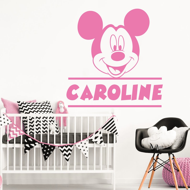 Girl Name Wall Decal Minnie Mouse Decal Baby Room Decor Etsy