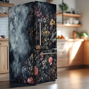 Vintage Blumen Kühlschrankfolie: Dark Botanical Vinylfolie