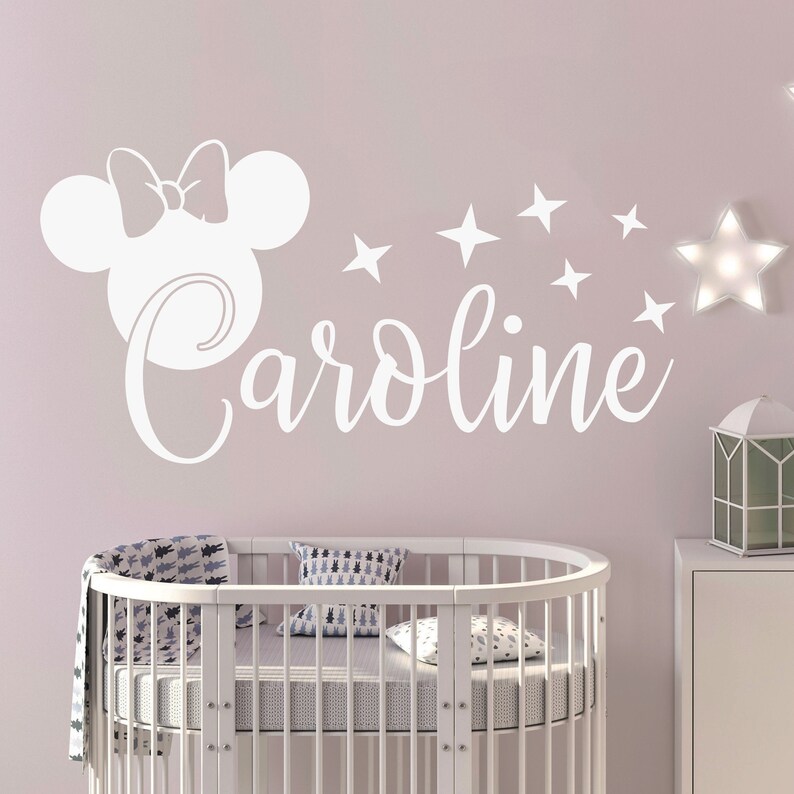 Name Wall Decal Minnie Mouse Decal Baby Girl Room Decor Etsy