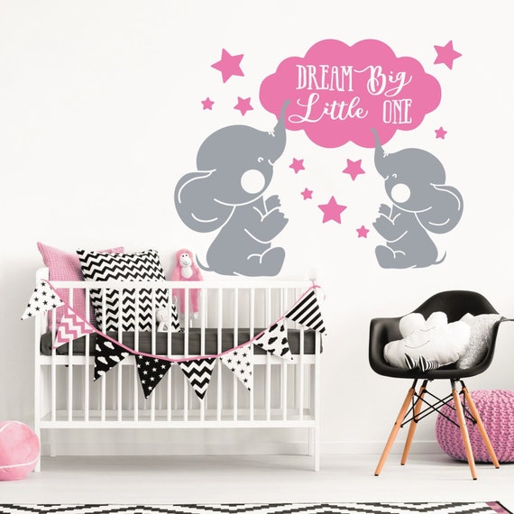 Elephant Wall Decal Baby Room Decor Dream Big Little One
