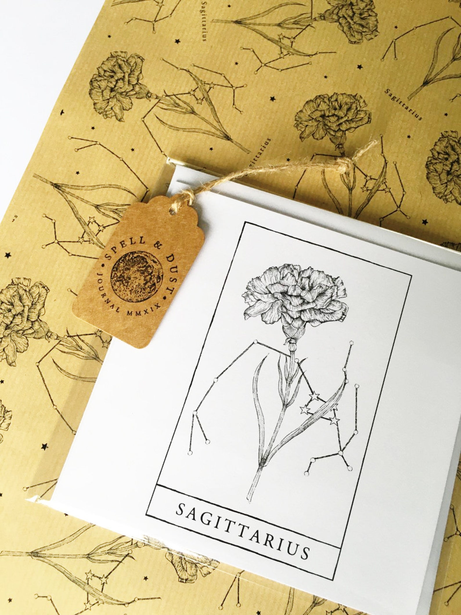 Sagittarius Birth Flower Gift Wrap Starsign Carnation Etsy