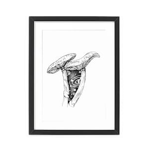 Space Mushroom Print, Mushroom Art, Witchy Things, Dark Forest, Dark Academia, Natural History, Goth Print, Witchy Wall Art