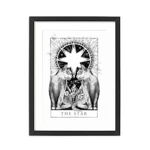 The Star Tarot Card Poster | Quality White Card | Cute | Tarot | Astronomy | Cats | Cats | Cosmic | Star Print | Mystical Art | Personalise