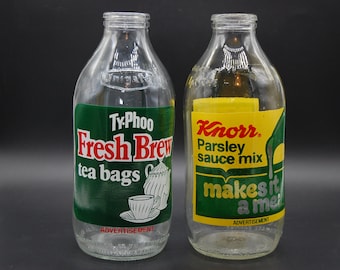 80年代 イギリス アドバタイジング 牛乳瓶 セット Lot of four vintage