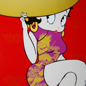 Placa de parede de metal com placa de lata Betty Boop original vintage, antiga decoração de parede dos anos 1970