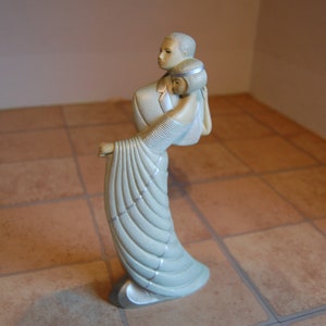Vintage romantic couple figure art nouveau deco ,handmade stone statue 1993