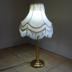 Vintage large brass lamp with silk shade , unique rustic collectable lamp 1980s home Decor