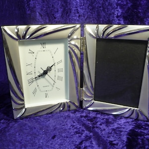 Vintage Mantle Desk Table Clock Unique Photo Frame Folding Clock portrait Display Frame 1970s