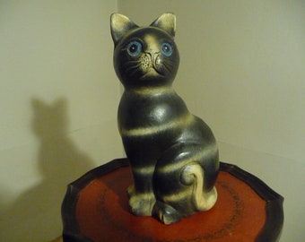 Vintage wooden cat, cat figure, unique figure, cat sculpture, 1970s