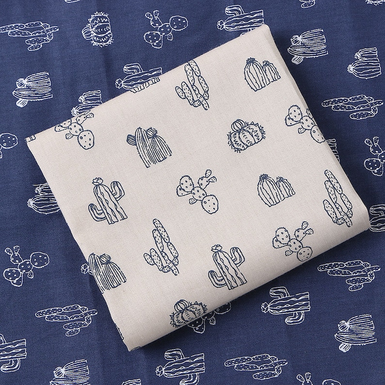 50*40cm 100/% Cotton Fabric Handmade Cactus Patchwork Needlework Sewing Textile 2pcsset