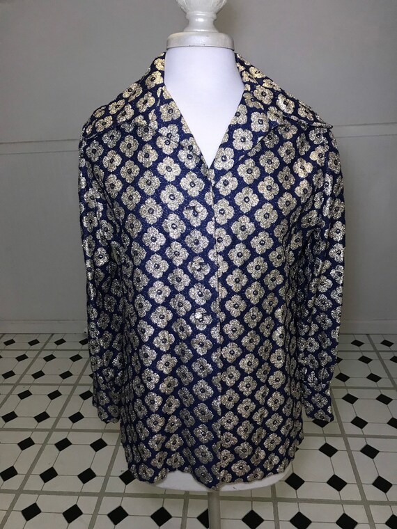 Vintage Nelly de Grab New York Navy and Gold Tinse