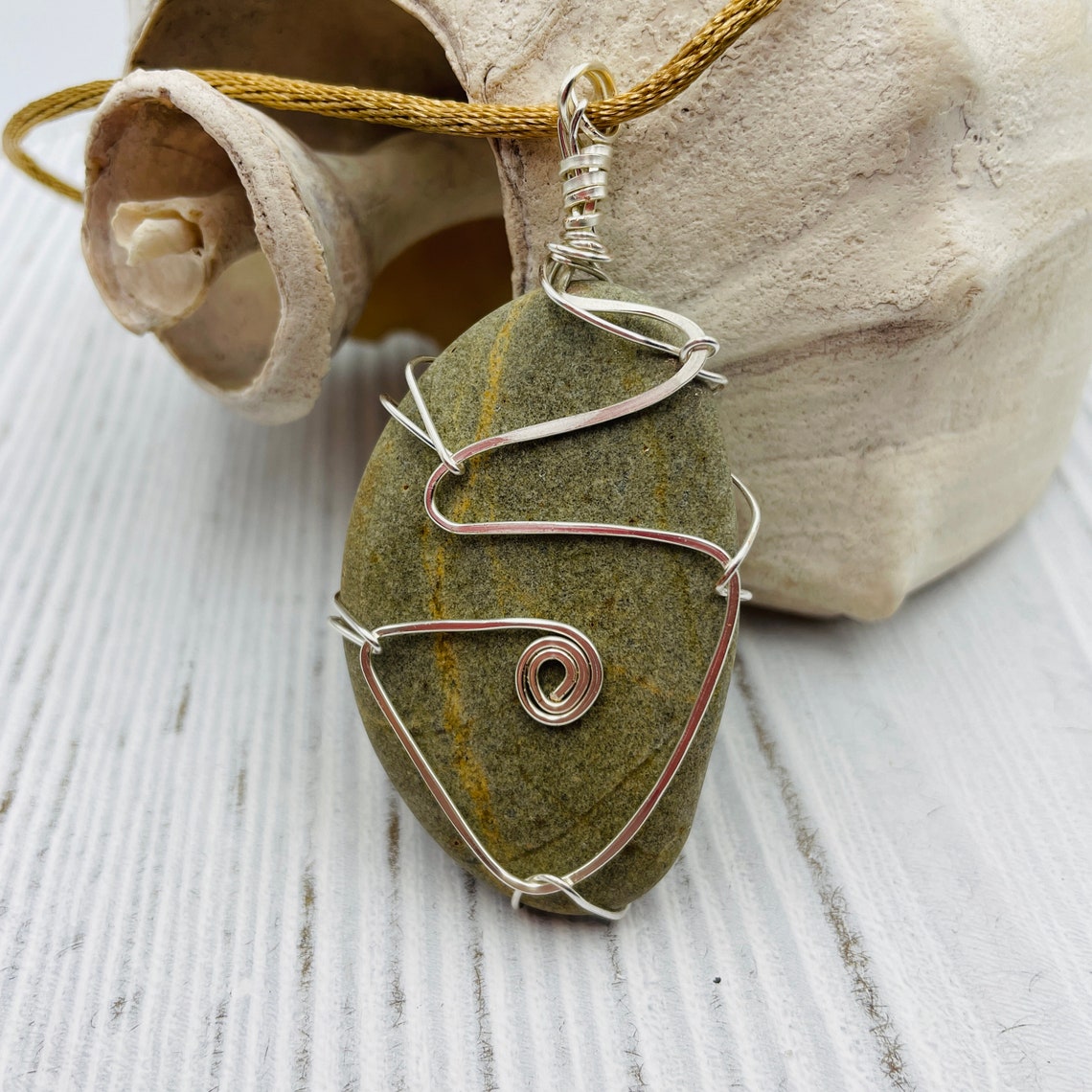 Wire Wrapped Rock Necklace on Suede or Vegan Cord Zen Etsy