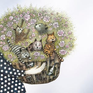 Bouquet of Сats Greeting Card, Notecards with Envelopes, Cat Lover Cards, Birthday Card, Bouquet Card, Animal Cards, Cards for Kids, Cats