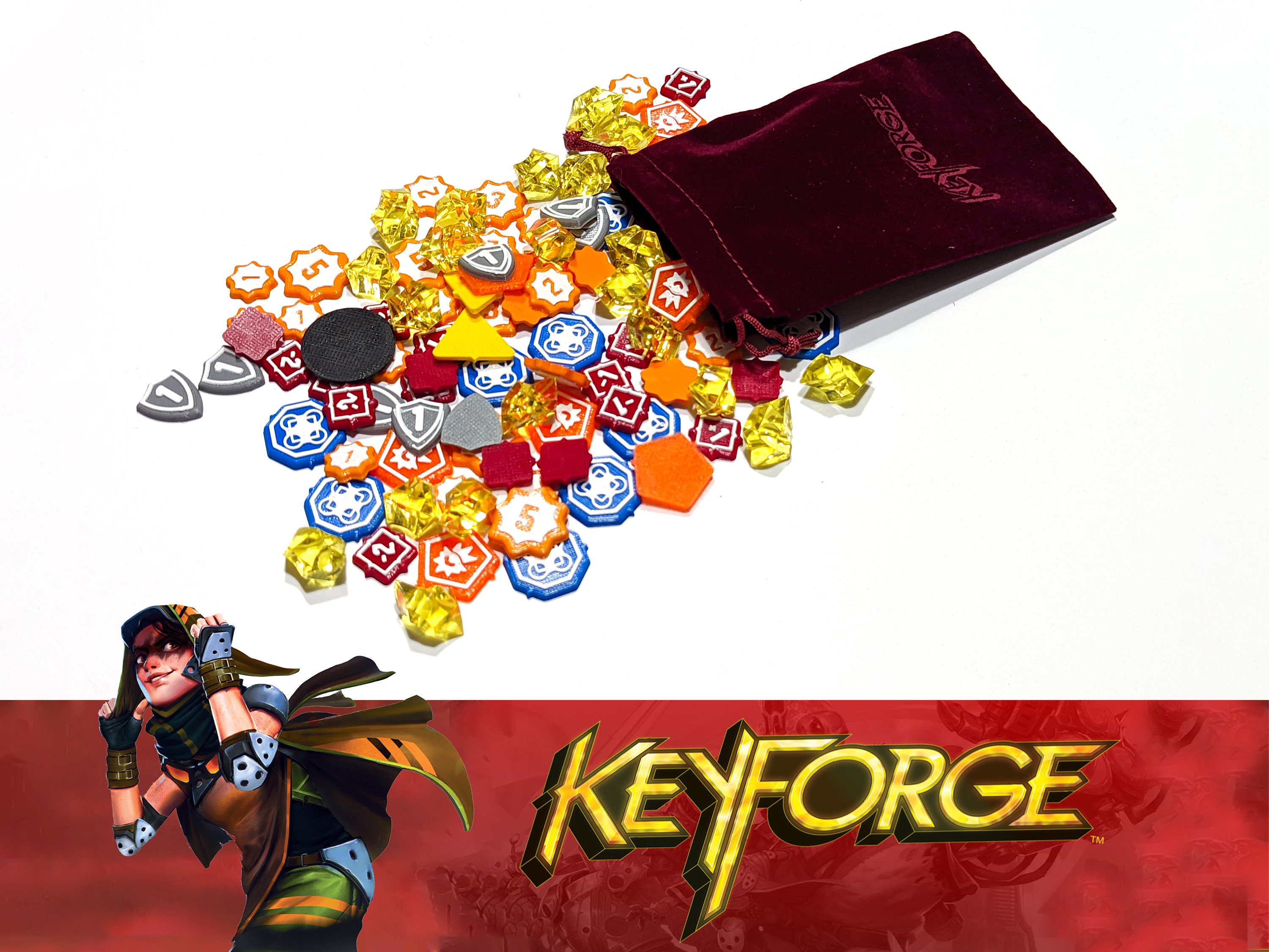 Keyforge: Set 136x Premium Tokens With Bag also Compatible - Etsy UK