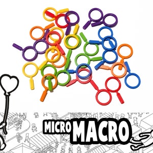 MicroMacro: set de marcadores de pistas con forma de lupa de 30x (Micro Macro)