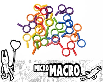 MicroMacro: set of 30x magnifying glass-shaped clue markers (Micro Macro)