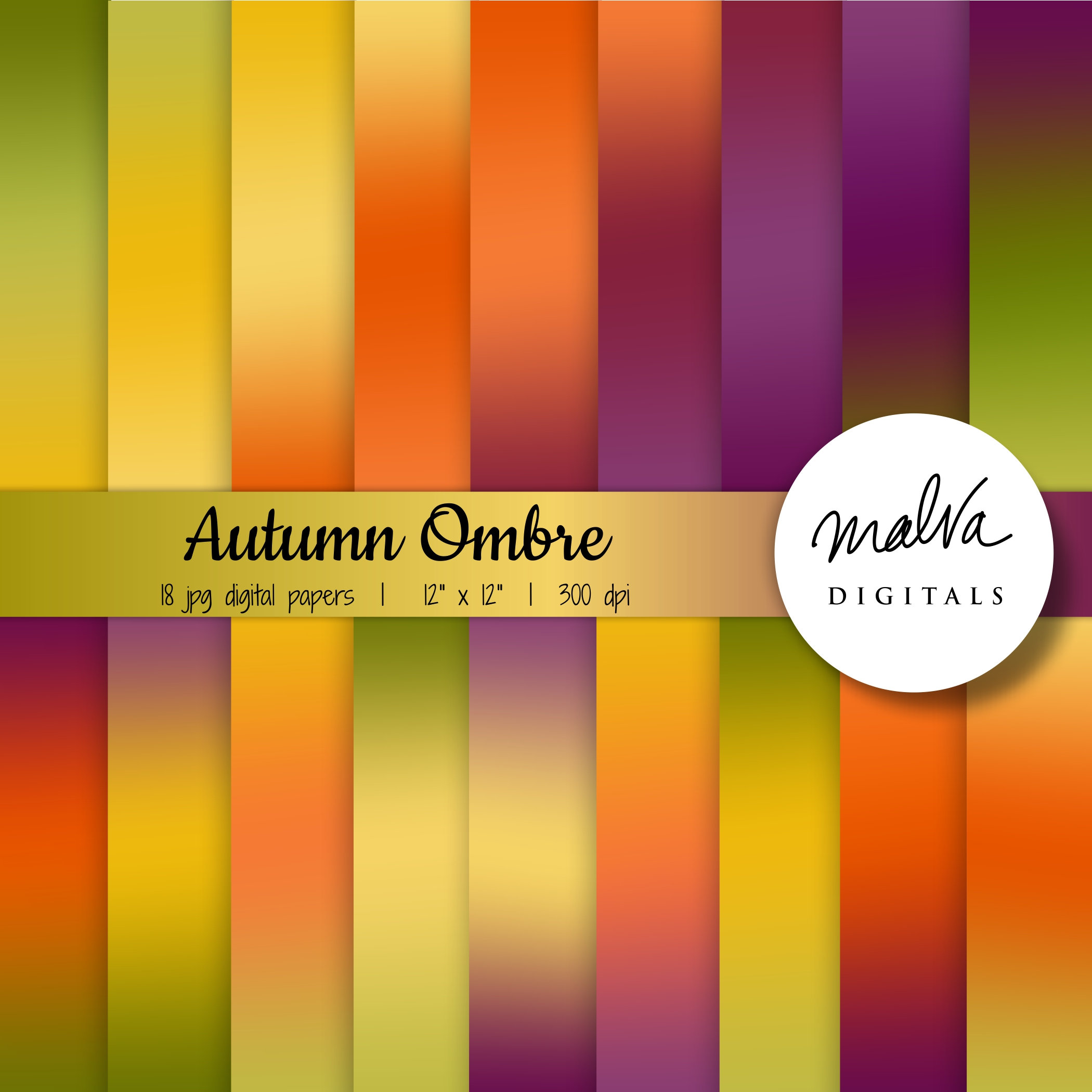 Fall Ombre Digital Paper Pack Autumn Digital Background Fall - Etsy