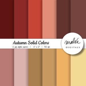 Autumn Colors digital paper pack, fall colors, thanksgiving solid colors digital scrapbook paper, autumn season, fall printable paper