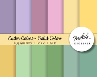 Easter Solid Colors digital paper pack, pastel easter colors, spring digital scrapbook paper, solid color paper, easter digital backgrounds