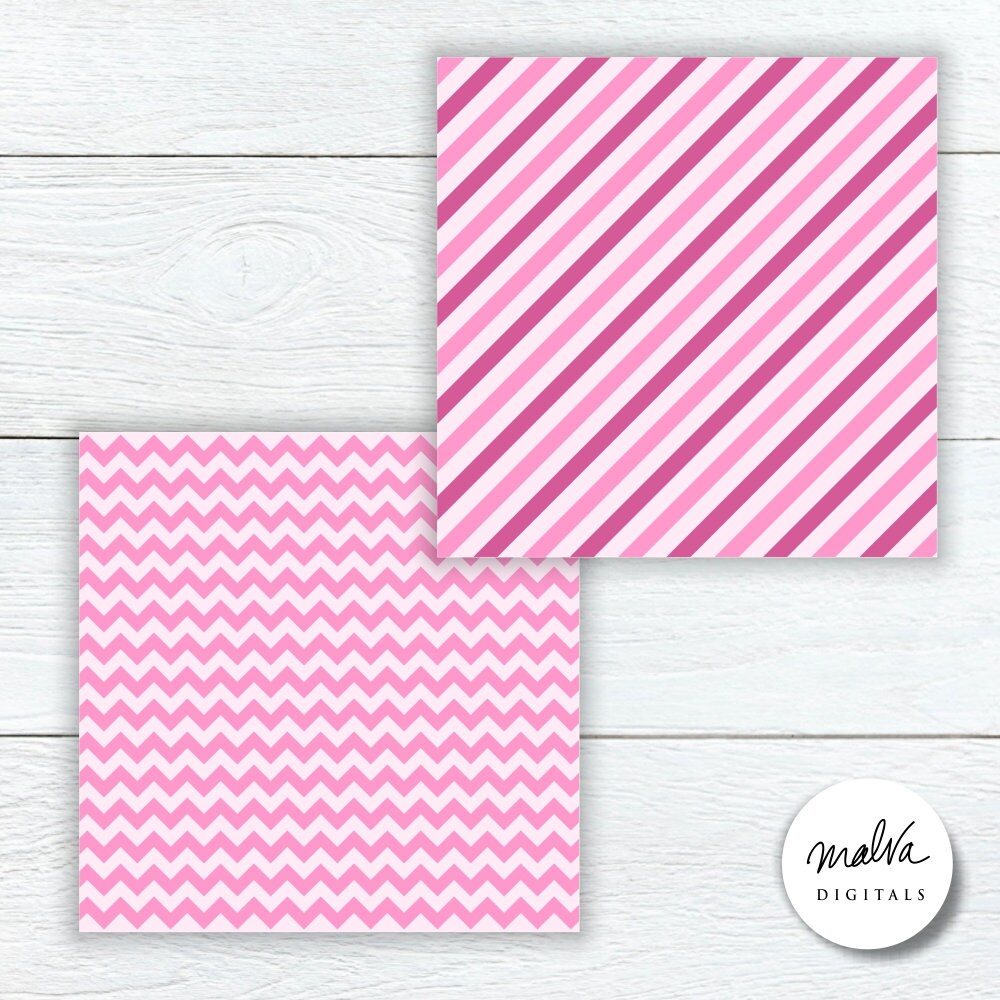 Pink Hearts Digital Paper Pack, Light Pink and Dark Pink Papers ...