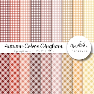 Autumn Gingham digital paper pack, fall colors plaids digital background, earthy digital scrapbook paper, thanksgiving plaids, fall gingham
