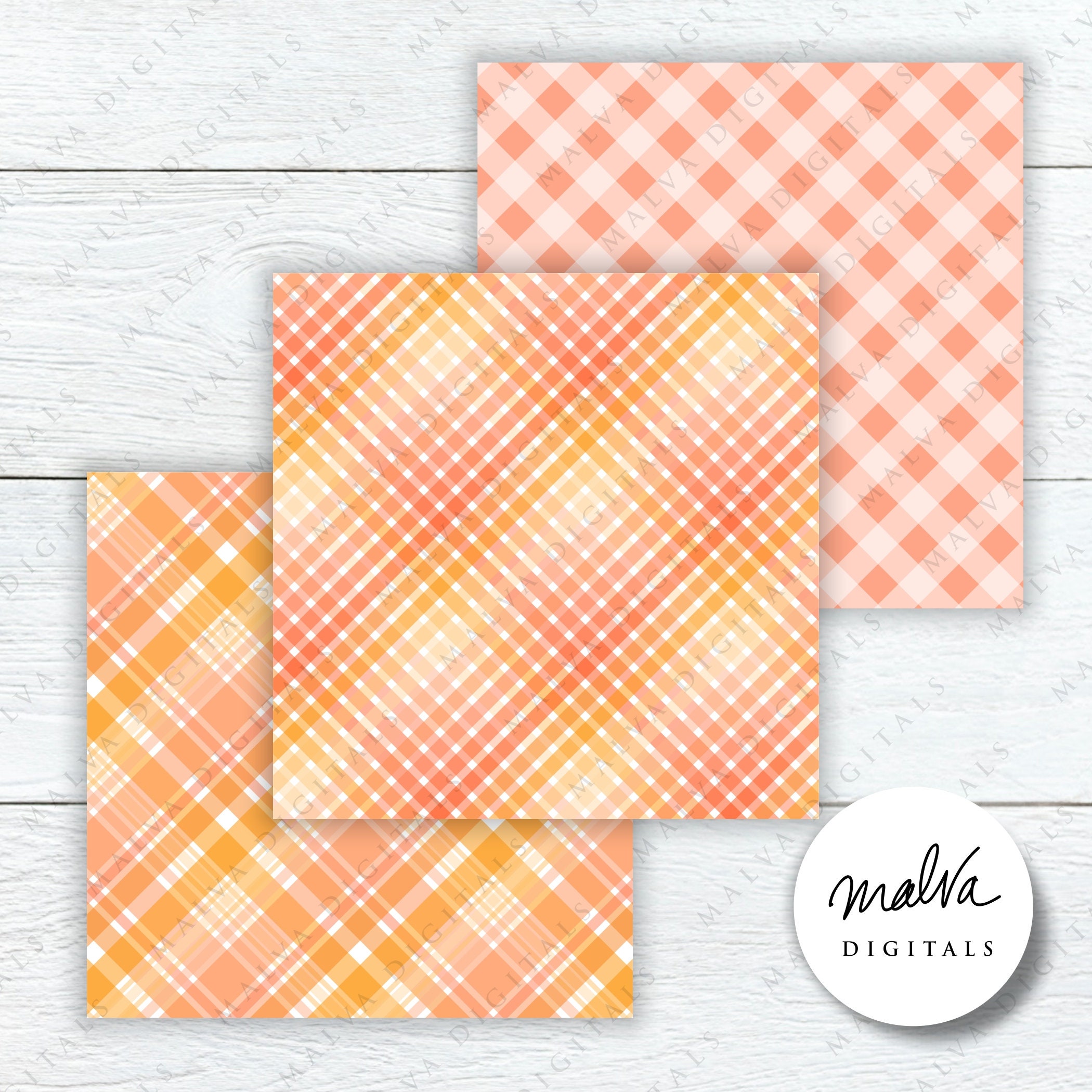 Orange Plaids Digital Paper Pack Shades of Orange Digital - Etsy