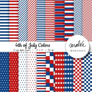 4th of July digital paper, Independence Day scrapbook printable paper, patriotic digital background, red white blue, Fourth of July paper