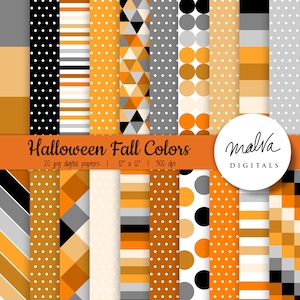 Halloween digitale papieren verpakking, herfst kleuren, herfst scrapbook papier, Halloween digitale achtergrond, zwart oranje patronen, instant download