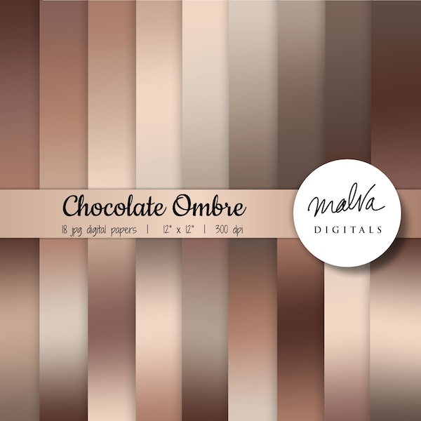 Chocolate Ombre digital paper pack, brown gradients digital background, coffee ombre paper, earthy ombre background, neutral colors, beige