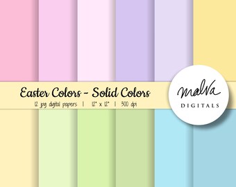 Sweet Easter Solid Colors digital paper pack, cute easter colors, spring digital scrapbook paper, pastel paper, easter digital backgrounds