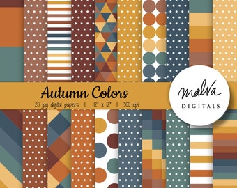 Herfst Kleuren digitale papieren verpakking, herfst kleuren digitale achtergrond, subtiele geel oranje bruin geometrisch patroon wallpapers, instant download