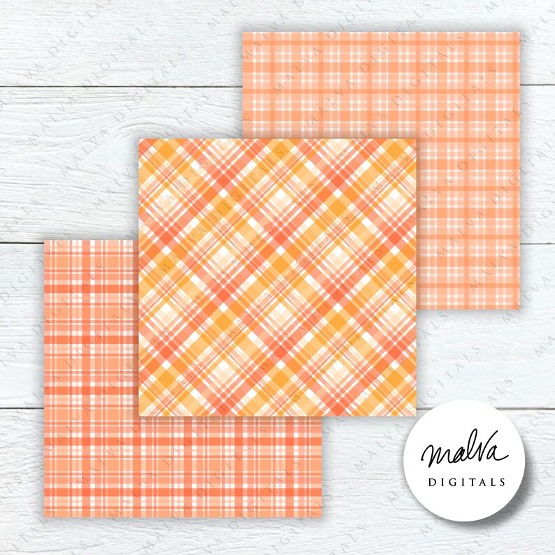 Orange Plaids Digital Paper Pack Shades of Orange Digital - Etsy