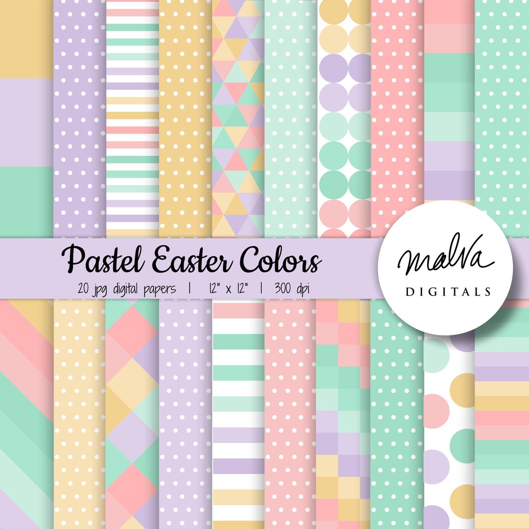Pastel Easter Digital Paper Pack, Pastel Spring Digital Scrapbook Paper ...