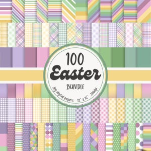 Easter digital paper pack, Easter bundle digital scrapbook paper, 100 spring digital papers, Easter gingham plaid ombre digital backgrounds