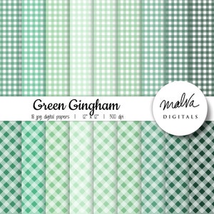 Grünes Gingham Digitales Papierpaket, Karotöne, karo, digitaler Hintergrund, druckbares Vichy-Papier, pastellgrün, Sommer