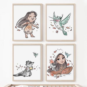 Pocahontas Disney Art Print, Pocahontas Wall Art, Nursery Decor Disney,  Disney Princess Sketch Art, Disney Pocahontas Disney Print 