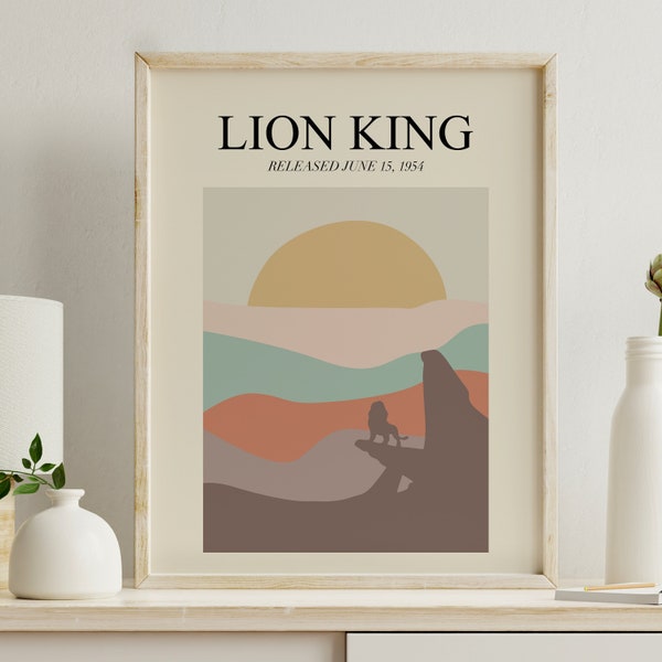 Retro Lion King Wall Art, Lion King Nursery Art, Simba pride rock Nursery Prints, Hakuna Matata, Animal Kingdom Art, Nursery Mickey Decor