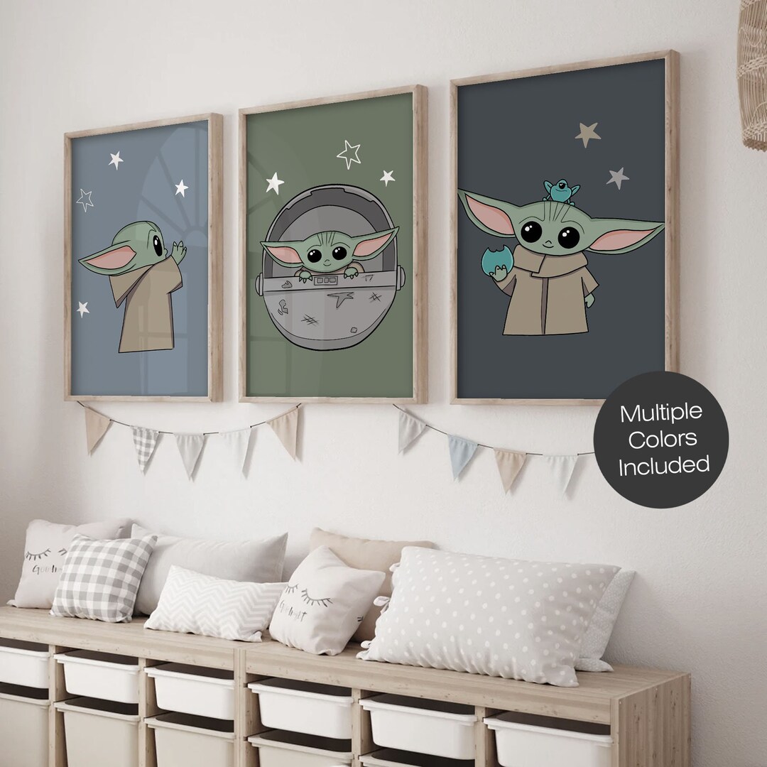 Star Wars Baby Yoda Art, Nursery Art, Neutral Boys Art, Mandalorian ...