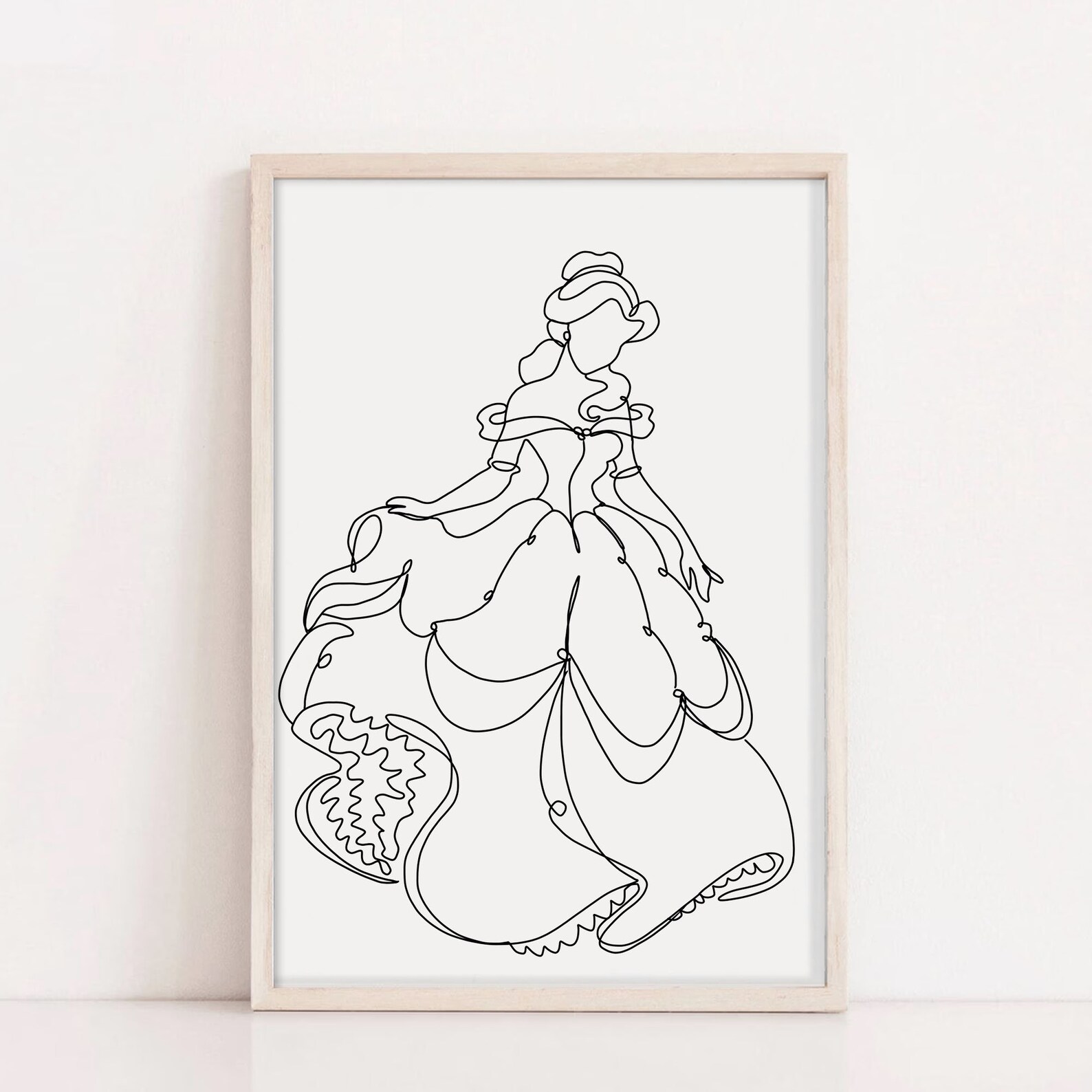 Minimal Line Art Princess Art Print Set of 3 for Girls Etsy