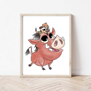 Timon and Pumba Lion King Wall Art, Lion King Nursery Art, Animal Nursery Prints, Hakuna Matata, Baby Animal Wall Decor, African, Safari