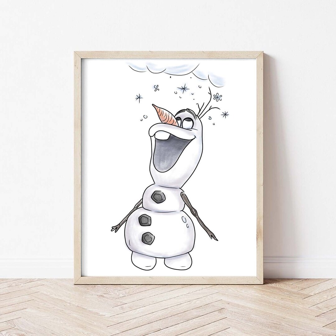 Olaf Art Print, Frozen Wall Art, Olaf Personal Snow Art, Frozen 2 Print, Elsa Nursery Girls Wall