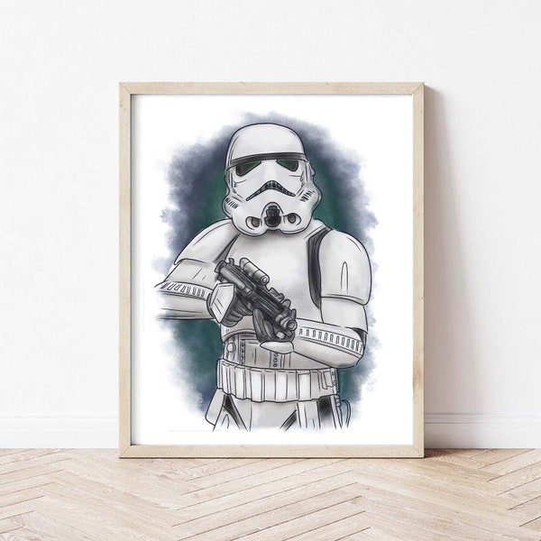 Star Wars Storm Trooper Watercolor art, Nursery Art, Neutral Boys Art, Mandalorian, Star Wars Wall Art, Nursery, Kids Decor Darth C3PO